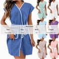 thumbnail image 4 of Vetsdori Womens Lightweight Robes Short Length Cotton Nightgowns Strap Loungewear Warm Cozy Casual Bathrobe for Ladies, 4 of 8