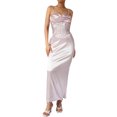 thumbnail image 2 of Qiylii Women's Bodycon Midi Corset Dresses Spaghetti Strap Satin Sleeveless V-Neck Formal Maxi Long Evening Party Dress, 2 of 9