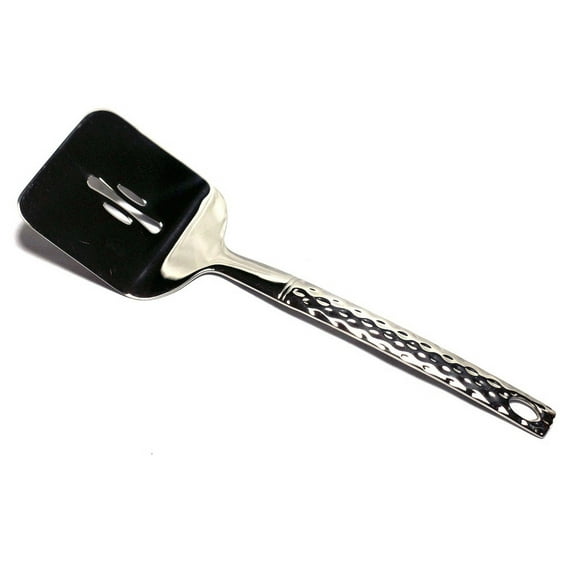 Stainless Steel Square Cake Server with Hammered Design Handle