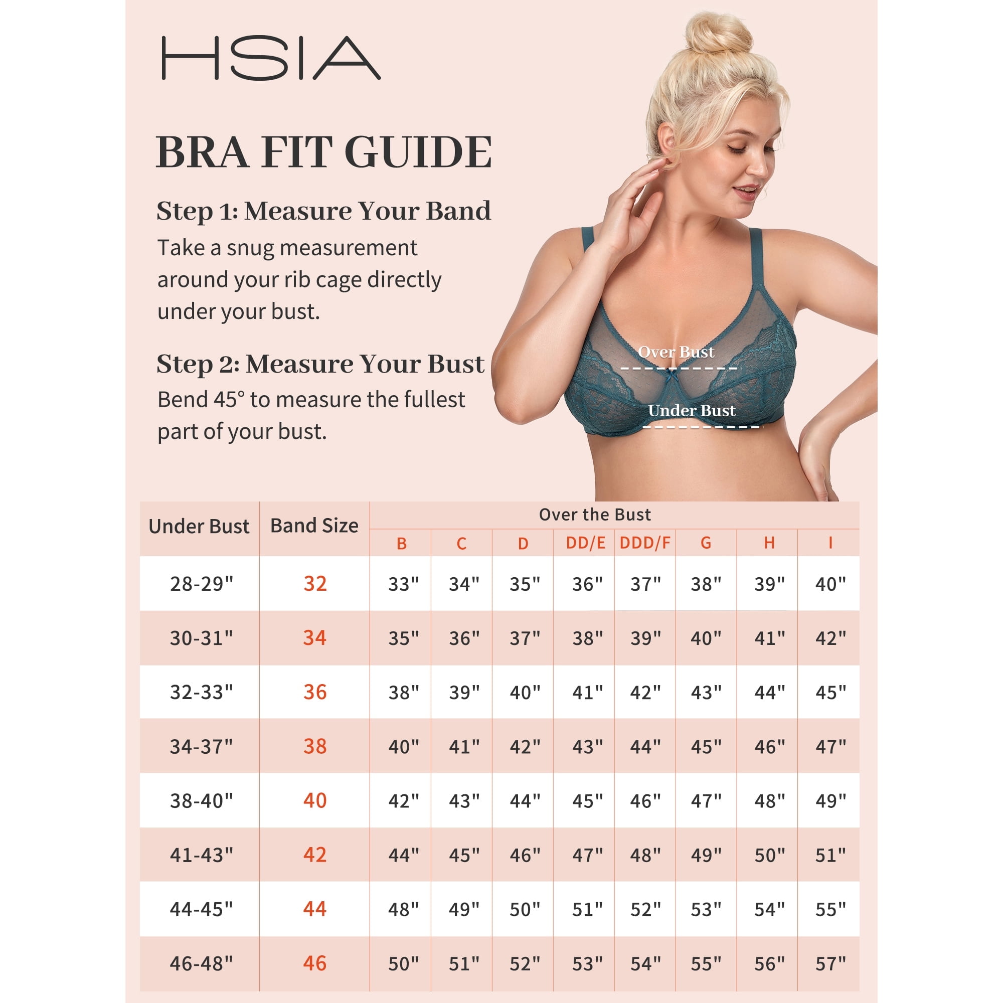 HSIA Plus Size Bras for Women Full Coverage Back Fat Underwire Unlined Bras Balsam Blue 42DD