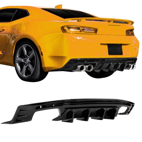 For 2016-24 Chevy Chevrolet Camaro Rear Bumper Diffuser Lip Spoiler Glossy Black