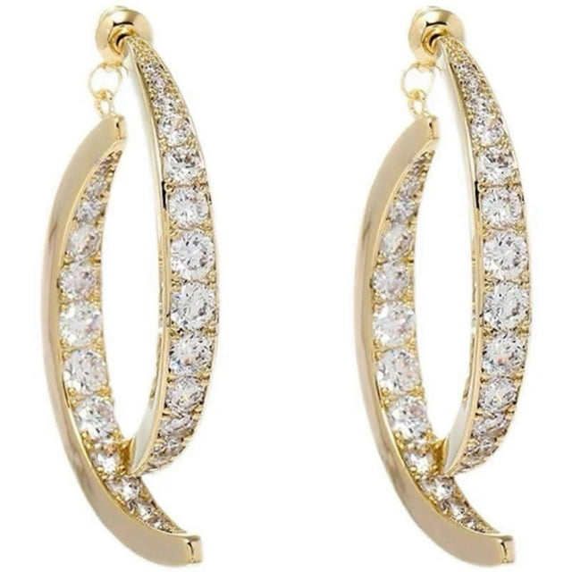Cross Curved Earrings for Women Zircon Glitter Earrings Birthday Valentine's Day Jewelry Gift