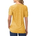 thumbnail image 3 of Langwyqu Summer Fashion Short Sleeve Casual Blouse Women Solid Color Buttons Blouse Tops, 3 of 4