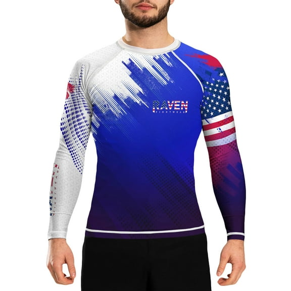 Raven Fightwear Men's Valor USA Rash Guard BJJ MMA