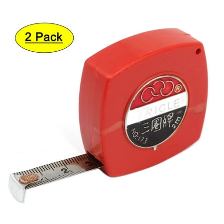 

2M Plastic Shell Retractable Ruler Tape Metric Measuring Measure Tool Red 2 Pcs