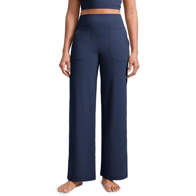Pantalones CRZ YOGA Butterlift de pierna ancha y cintura alta azules para mujer