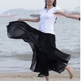 thumbnail image 4 of VUPSGEZ Simple Foldover Stretch Flared Knee Length Skirt Women'S Spring/Summer Casual Tulle Solid Color High Waist Lightweight Long Ankle Floor Skirt Women'S Cotton Eyelet Midi Skirt(Black,One Size), 4 of 4