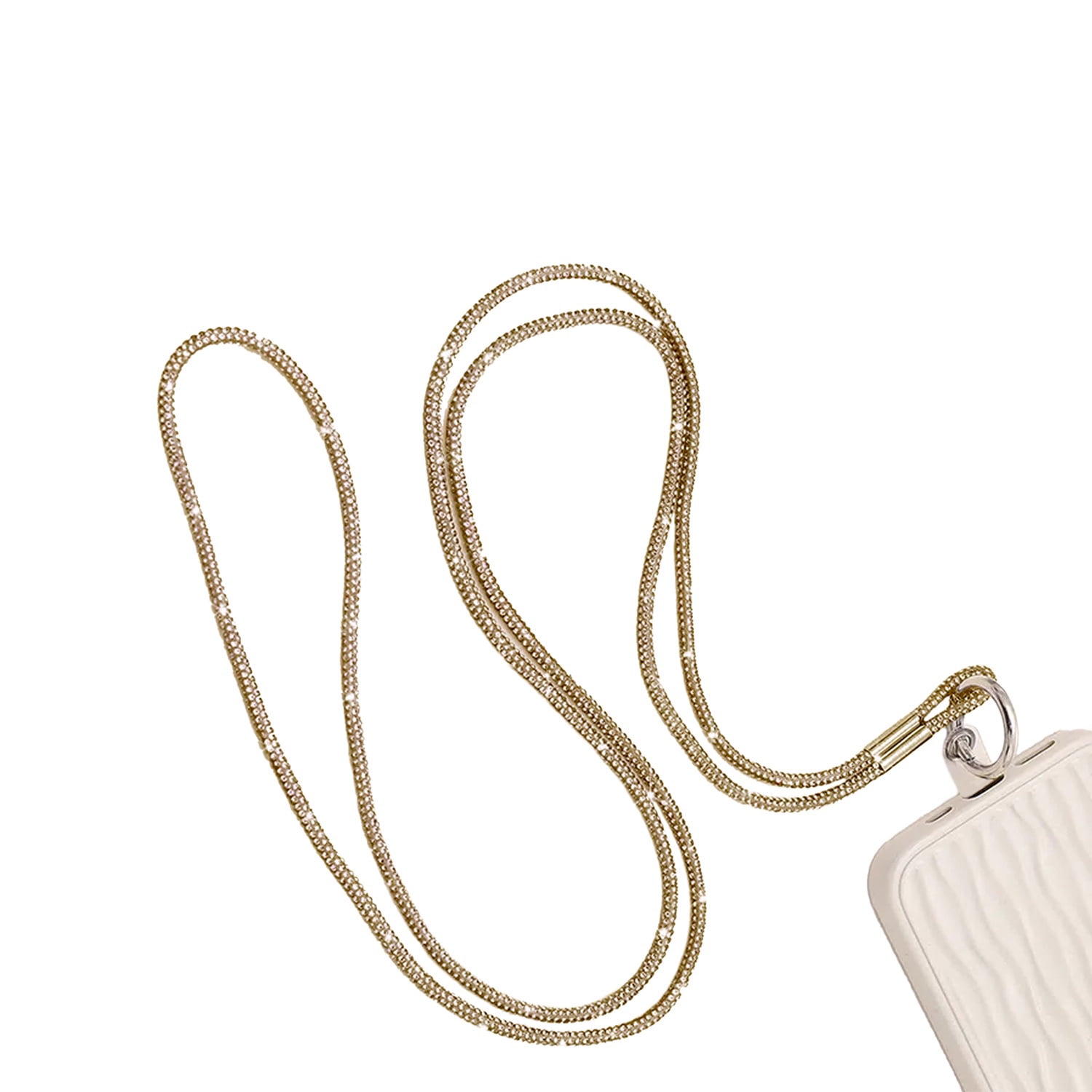 Crystal Charm Neck Strap for Keys and Accessories - Gold