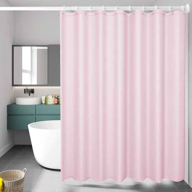 Cortina de Ducha Impermeable de Color Liso | Cortina Divisoria de Baño Antimoho | Material Eva Rosa 180X180Cm | 1 Unidad con 12 Ganchos