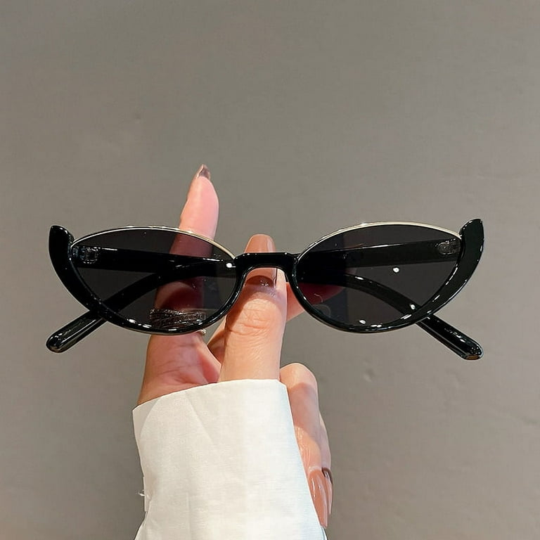 2023 Retro Small Half Frame Sunglasses Women Cat Eye Sun Glasses Trendy Modern Eyewear Fashion Luxury Brand Designer Shades white gray Walmart
