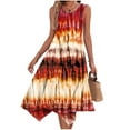 thumbnail image 2 of Erwazi Summer Flowy Dresses for Womens Short Sleeve Scoop Neck Sundress Tie-Dye Midi Tank Dress Casual Beach Vacation Tshirt Dress with Pockets, 2 of 6