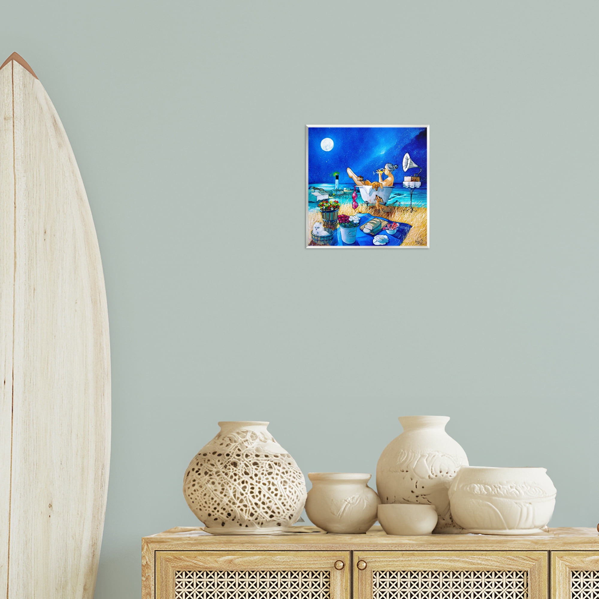 Stupell Industries Nighttime Bath by Sea Food & Beverage Painting Unframed Art Print Wall Art, 12 x 12