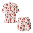 thumbnail image 6 of Wukai Floral Strawberr Women's Pajama Set,Short-Sleeve Top and Shorts with Elastic Waistband and Pockets for Loungewear, Yoga, and Casual Wear-Small, 6 of 8