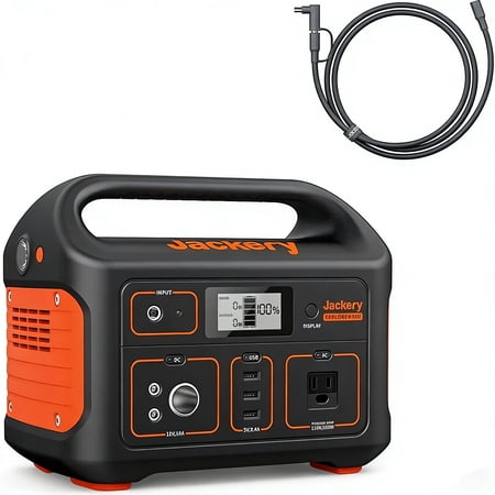 Jackery Portable Power Station Explorer 500 and 5m Extension Cord, 510Wh Solar Generator Lithium Battery with 500W AC Outlet for Outdoors Camping Travel Hunting Blackout