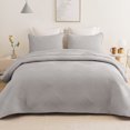thumbnail image 3 of Whale Flotilla King Quilt Set, Soft Lightweight Quilts Bedspreads Coverlet with Embossed Pattern, Bedding Sets with Pillow Shams, Reversible Bed Cover for All Seasons, 96x104 Inches, Light Grey, 3 of 10