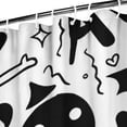 thumbnail image 3 of Black and White Halloween Doodle Pattern Shower Curtain 36"x72" ,Bathroom Decorative Shower Curtains Set with 12 Hooks,Modern Waterproof Washable Shower Curtain, 3 of 6