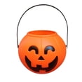 thumbnail image 2 of Tyidzon Halloween Pumpkin Candy Bucket Trick or Treat, Plastic Jack O Lantern Pail with Handle for Kids Party Decor, 3.5 inch, 2 of 7