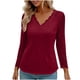 thumbnail image 1 of Encaje Manga Larga Tops para las Mujeres Más Tamaño V-Cuello Sólido Casual Blusa, Suave Suéter de Poliéster, Primavera de Uso Diario, 1 of 8