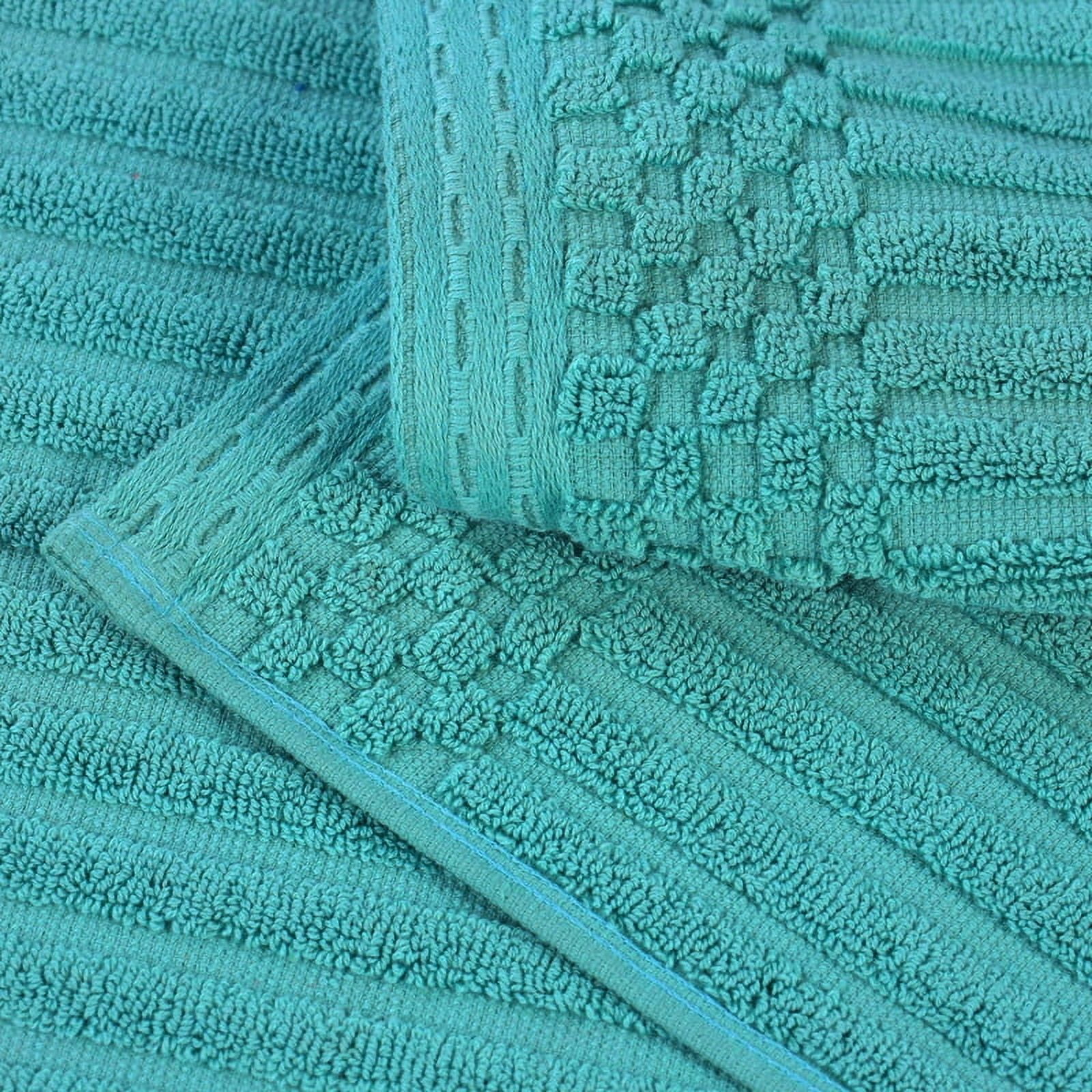Superior Soho Ribbed Cotton Face Towel/Washcloth Set of 12, Turquoise