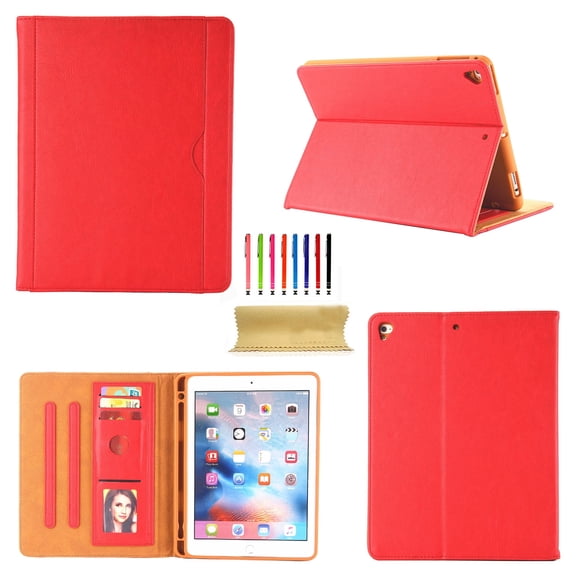 iPad Mini Case/iPad Mini 2 Case/iPad Mini 3 Case/iPad Mini 4 Case, Allytech PU Leather Folio Smart Full Protector Cover Flip Case with Stand Feature Smart Cover with Auto Wake/Sleep, Red