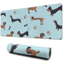 Long Mouse Pads for Desk,Dachshund Footprint Bone Desk Mats on Top Of Desks, Desk Mouse Pad Extra Large with 3mm Non-Slip Base and Stitched Edge for Gaming,Office,Work,Home 31.5"x11.8"