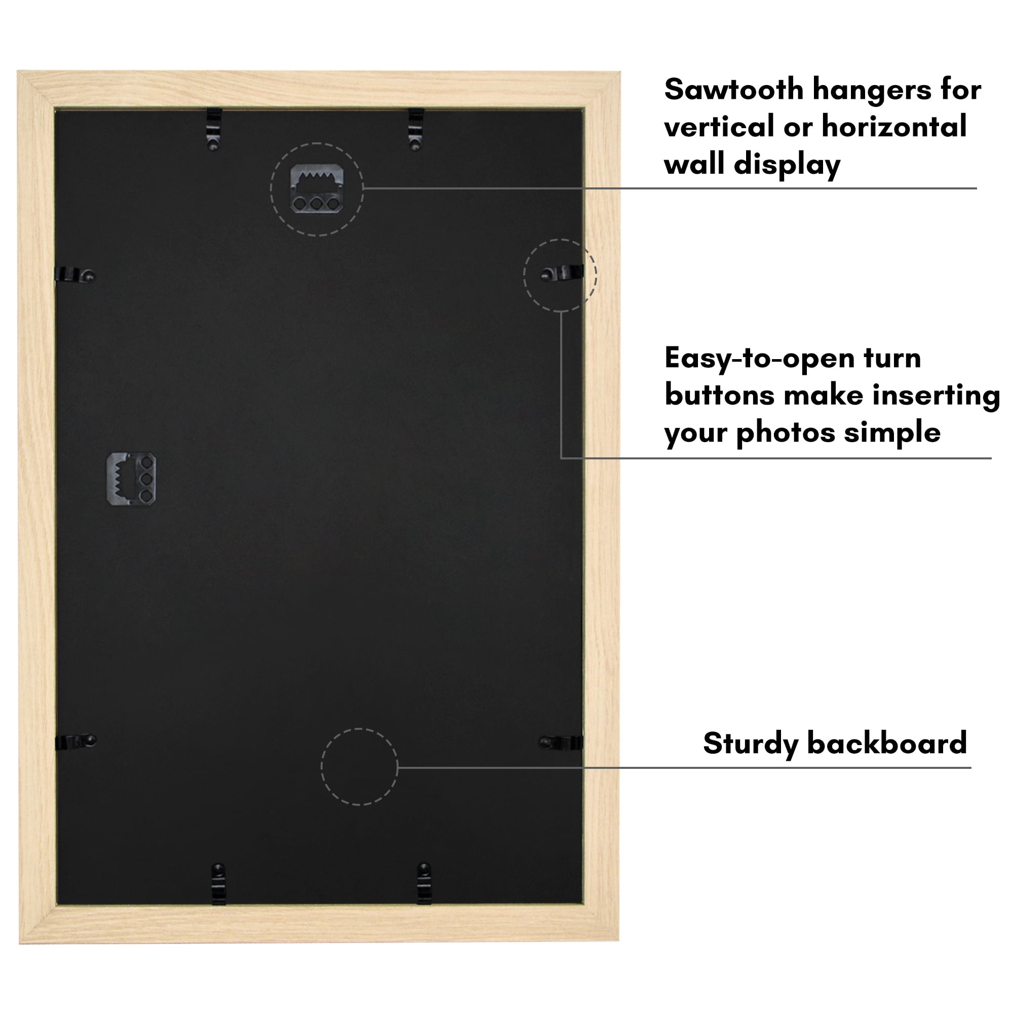 Americanflat 12x18 Poster Frame with Shatter-Resistant Glass with 11x17 Mat Display Photo Hudson - Natural Oak