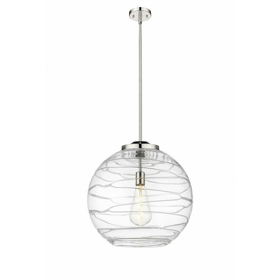 221-1S-PN-G1213-18-Innovations Lighting-Athens Deco Swirl - 1 Light Pendant In Industrial Style-19.5 Inches Tall and 17.88 Inches Wide-Polished Nickel