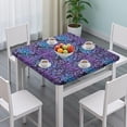 thumbnail image 3 of Purple and Blue Damask Pattern Square Fitted Tablecloth with Elastic Edge,Square Table Cover,Washable Elastic Table Cover for Home Kitchen Party Decor 34in(86cm), 3 of 6