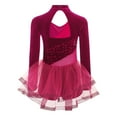 thumbnail image 2 of TiaoBug Kids Girls' Velvet Patchwork Competition Wear Figure Ice Skating Dress Dance Skirted Leotard Hot Pink 14, 2 of 7