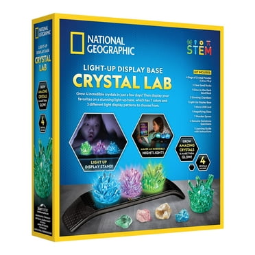 NATIONAL GEOGRAPHIC Crystal Growing Science Kit - Grow 4 Vibrant Colored Crystals with Light-Up Display Stand (For Unisex Children)
