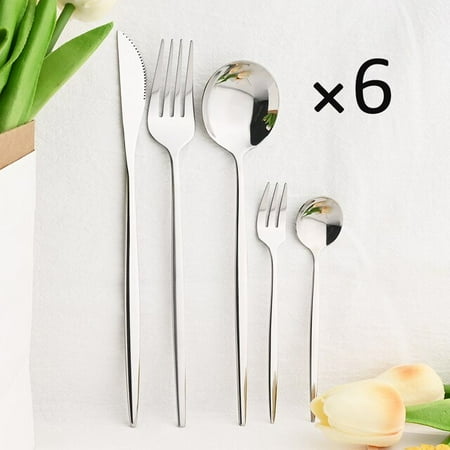 

dosili 24/30Pcs Black Gold Cutlery Set Knife Cake Forks Tea Spoons Flatware Stainless Steel Tableware Dinnerware Set Kitchen Silverware