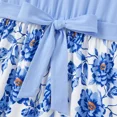 thumbnail image 5 of PatPat Summer Dresses for Women Casual Floral Sundress V Neck Short Sleeve Belted Vacation Midi Dresses, Blue L, 5 of 8