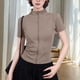 thumbnail image 4 of Xuyuer Yoga Waist Cinch Short Sleeve Top - Women's Casual Sports Half High Neck Summer Shirt for Workout Sessions, Athletic Streetwear Style & Breathable Gym-to-Street Wear, 4 of 4