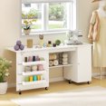 thumbnail image 2 of HOMCOM Table de Couture Pliante avec Abattant, Table d'Artisanat Roulante, Blanc, 2 of 10