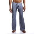 thumbnail image 5 of Men's Sweatpants, Men's Solid High Stretch Breathable Yoga Long Pants, Casual Loose Straight Leg Drawstring Workout Trousers, 5 of 6