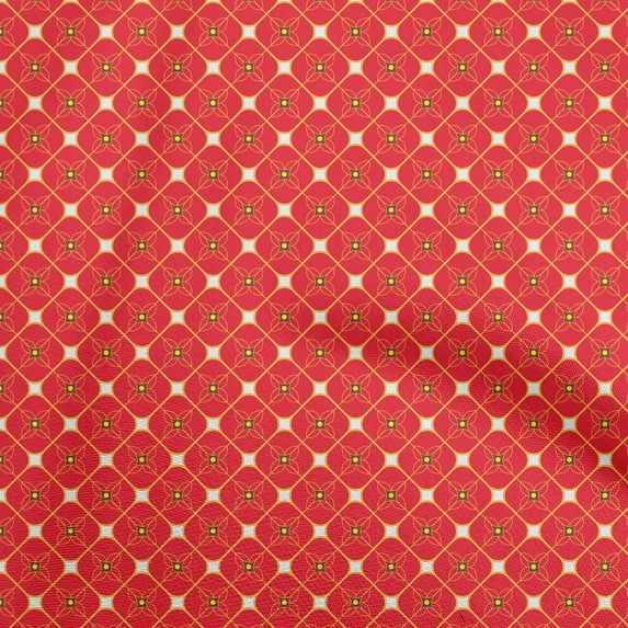 oneOone Polyester Spandex Red Fabric Asian Ornamental Fabric For Sewing Printed Craft Fabric By The Yard 56 Inch Wide