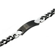 Mens Black Plated ID-Engraveable Stainless Steel Bracelet