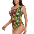 thumbnail image 2 of Gaeub Begetable Women's One Shoulder Ruffle Tummy Control Swimwear for Swimming Surfing Beach Party - Medium, 2 of 8