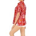 thumbnail image 3 of HAPPY BAY Button Down Shirt for Women Summer Beach Party Short Sleeve Vacation Tops Blouse Shirt Floral Dress Shirts Hawaiian T Shirt for Women S Basket Weave, Red, 3 of 5