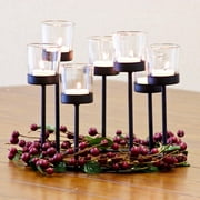 Angle View: Berry Centerpiece with Glass Tea Light Holder