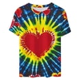 thumbnail image 6 of QUNYINEY Tie Dye Tee Shirts Womens Casual Crew Neck Short Sleeve Tops Going Out Pullover Loose Love Heart Shirts, 6 of 6