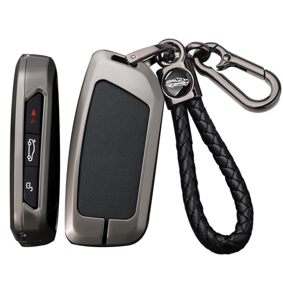 Luxury Genuine Leather Smart Key Fob Protector with Braided Keychain for 2023-2024 BMW X5 X6 X1 X7 iX i7 XM 2 3 5 Series 740 760i Models Keyless Entry Remote Cover