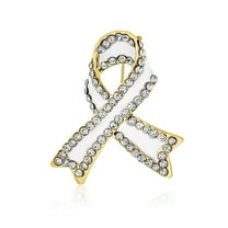 Bling Jewelry Womens Open Heart Enamel Crystal Brooche Pin for Awareness Ribbons Silver Gold Plated