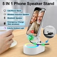 thumbnail image 3 of Rulwuck Wireless Induction Audio Bluetooth Speaker 5in1 Phone Holder Emergency Rechargeable (3000mAh) with Colorful Ambient Light 300° Foldable for Tablet iPhone Android, Gifts for Men Women,white, 3 of 7