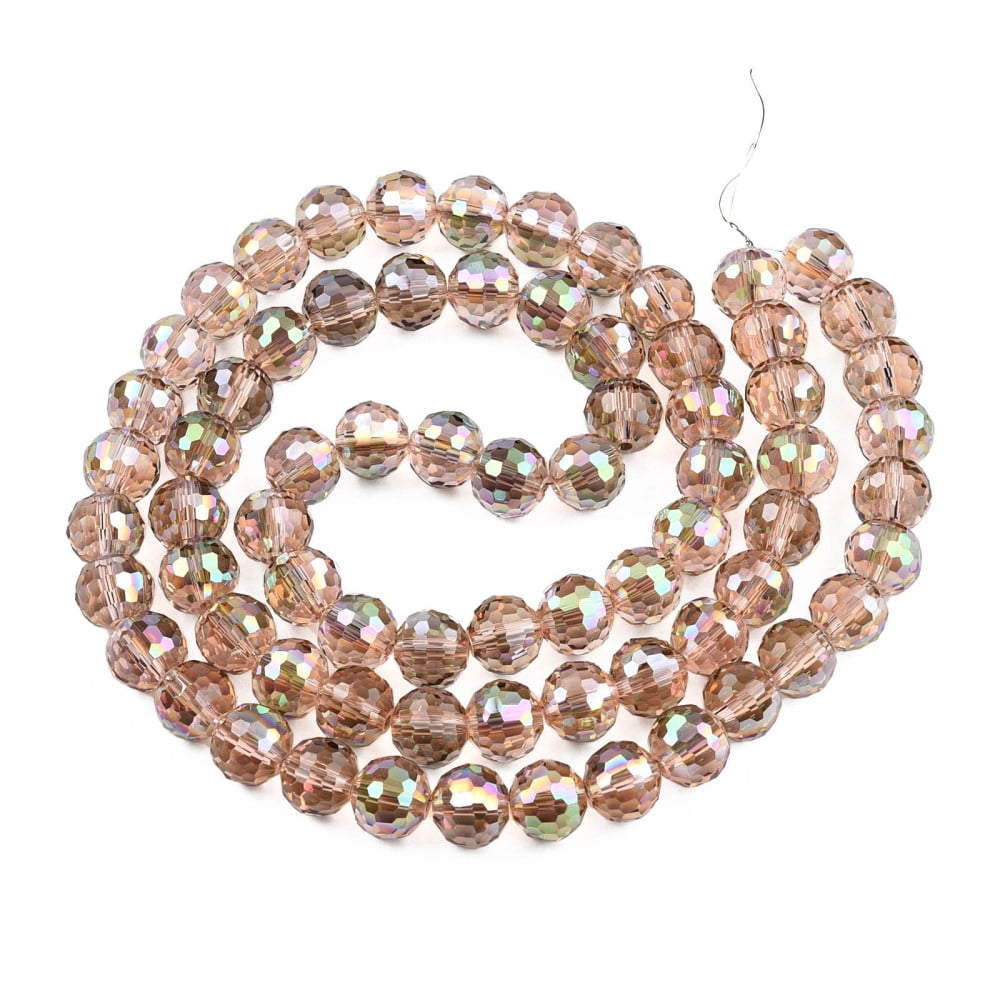 Electroplate Transparent Glass Beads Strands AB color Faceted Round Sea Green 9.5x9mm Hole: 1.2mm about 69pcs/strand 24.41 inch(62cm)