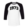 thumbnail image 1 of 1973 College Style Three-Quarter Raglan Sleeve Baseball Shirt Unisex Large White/Black, 1 of 5
