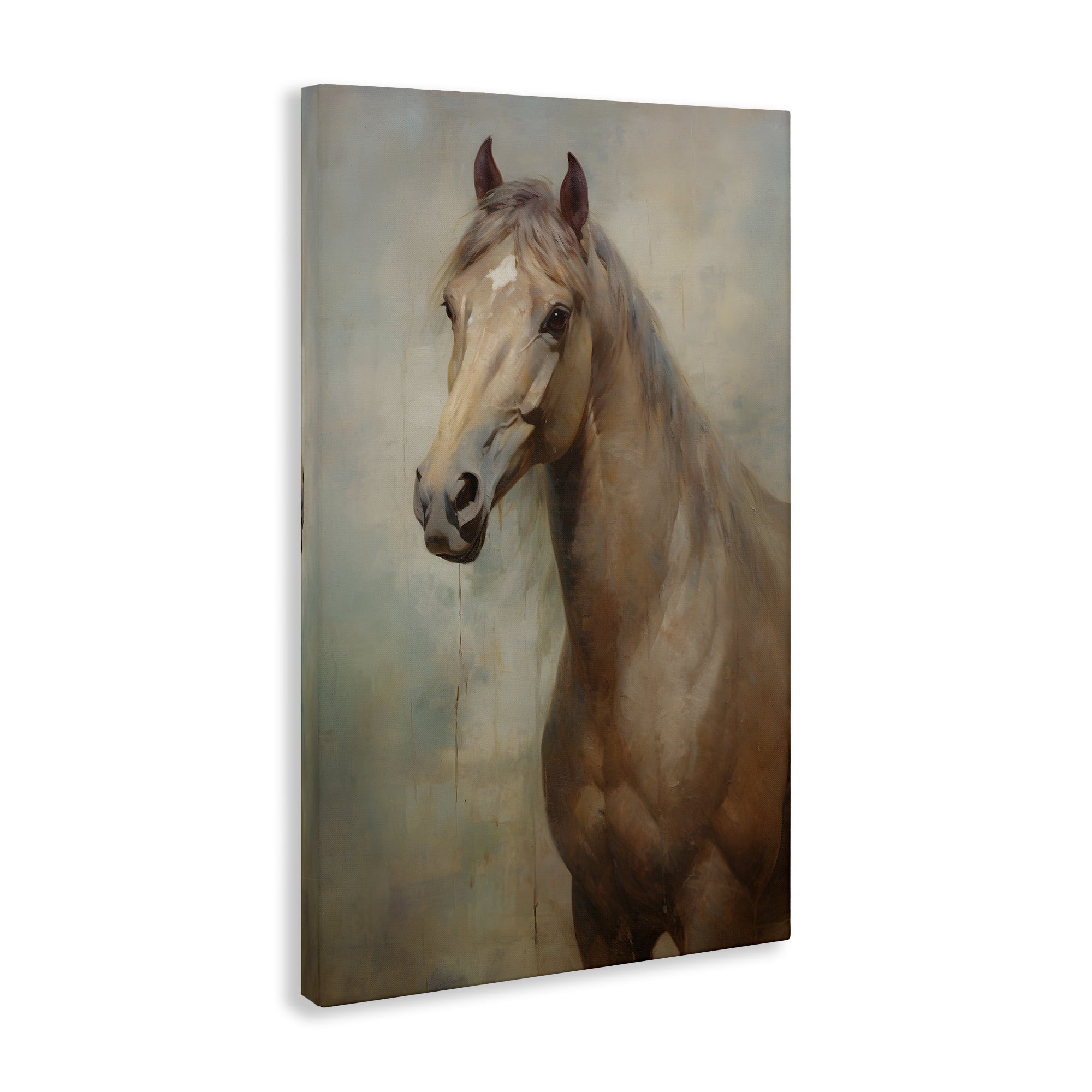 Stupell Industries Tan Horse Visage Animals & Insects Painting Gallery Wrapped Canvas Art Print Wall Art, 30 x 45