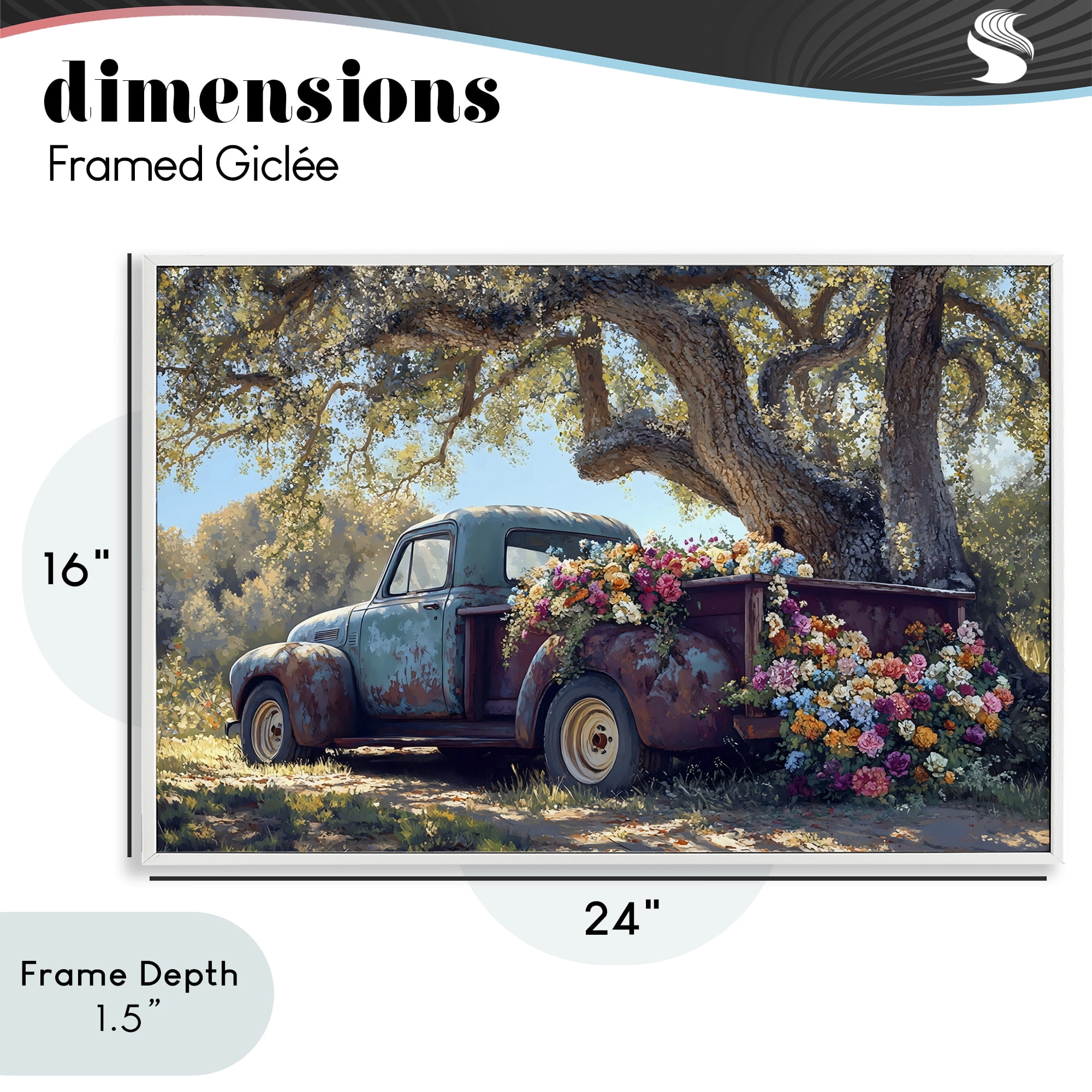 Stupell Industries Repurposed Truck Filled with Flowers White Framed Giclee Art, design by Franklyn Gregory