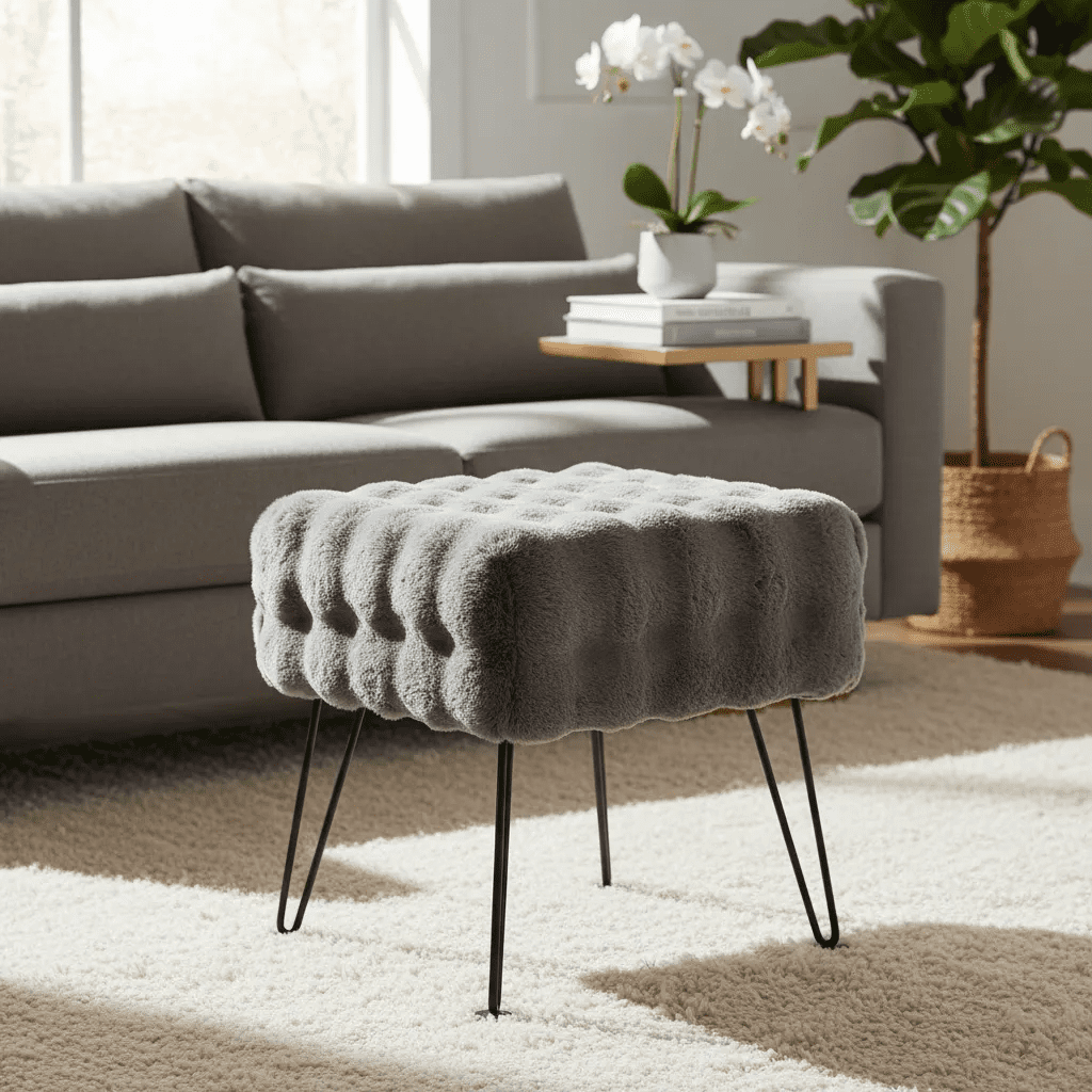 Home Soft Things Bubble Textured Stool Ottoman - Grey - 17'' x 17'' x 17''