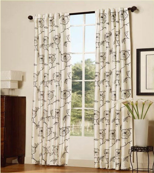 Serenta 2 Piece Embroidered Magnolia Curtains 54 x 96 White 54 x 96 BNF Home BNFCT5496WHT